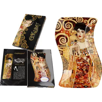 Talíř Carmani® Carmani - Skleněný prohnutý talíř G. Klimt Adela - 15*23 cm