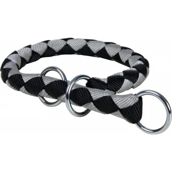 Nylonový obojek kulatý CAVO (L) 47-55 cm/18 mm - černo/stříbrn
