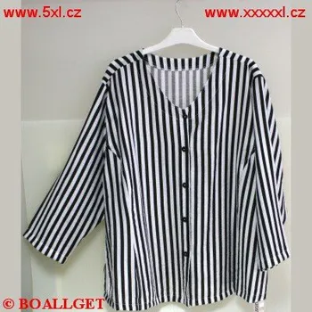 Dámská tunika Dámská halenka černá bílý proužek ODE-D44000 - 58