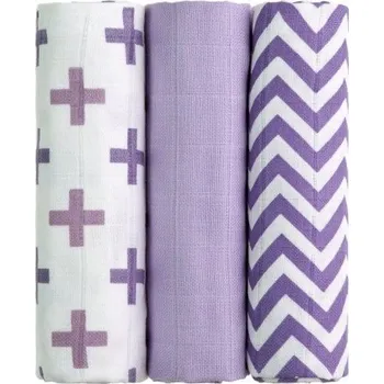 látková plena Tetra pleny s potiskem 70x70cm - Lilac Roofs - Fialové stříšky T-Tomi