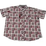 Pánská košile vínovo - bílé káro Kamro 23635/307 vel. 5XL - 12XL krátký rukáv Kamro - 8XL