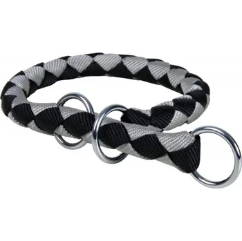 Nylonový obojek kulatý CAVO (S) 25-31 cm/12 mm - černo/stříbrný