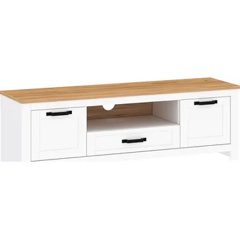 Televizní stolek RTV stolek, bílá alba / dub craft zlatý, LANZETTE B