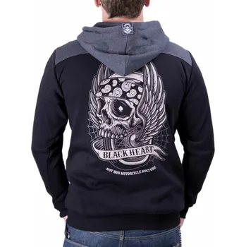 Pánská mikina mikina s kapucí pánské - WINGS SKULL - BLACK HEART - 8258 - 3XL