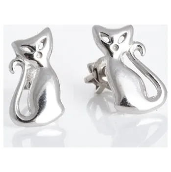 Náušnice Stříbrné náušnice kočka STNAD042F
