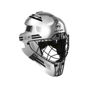 Florbalová maska Unihoc ALPHA 66 Brankářská maska černá / stříbrná, Senior - 52 cm a více