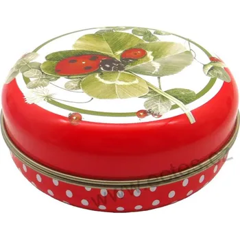 Dóza na potraviny BERUŠKY plechová dóza 7909 červené lemování s puntíky