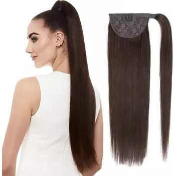 Ozdoba do vlasů Culík z pravých vlasů na prodlužování vlasů 40cm 02 - tmavě hnědá