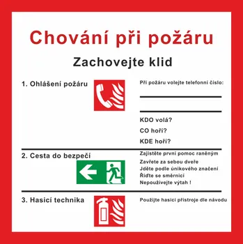 Značení Dokumentace PO - Chování při požáru samolepící vinylová fólie 210 x 210 mm