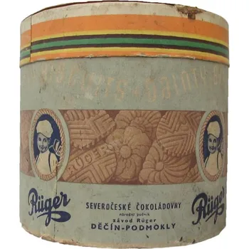 Dárková krabička Retro papírová krabička značky ruger, retro obal na čokoládové bonbóny