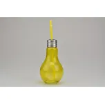 Euro Habitat Sklenička na drink s plechovým víčkem a brčkem - Žlutá žárovka