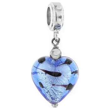 Přívěsek Stříbrný přívěsek s modrým visacím srdíčkem