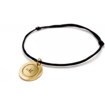 Náramek Medailon s vlastním textem v kruhu - zlatá/rose gold/stříbrná/černá Barva: Černá