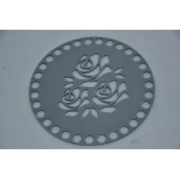 Víko/dno na košík 14,5cm - 3 růže stříbrnošedá