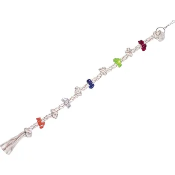 Pro ptáka Nobby hračka pro papoušky lano s akrylátovými kroužky 106cm