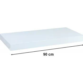 police Moderní nástěnná police, lesklá bílá, 90 cm