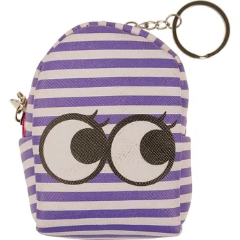 Peněženka Fialová pruhovaná peněženka ve tvaru batůžku s očima - 9*7*4 cm