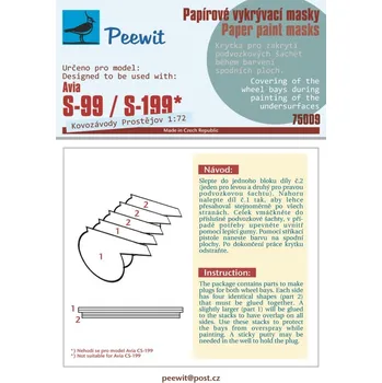 Plastikový model Peewit 1/72 Paper paint mask Avia S-99 / S-199 (KP)
