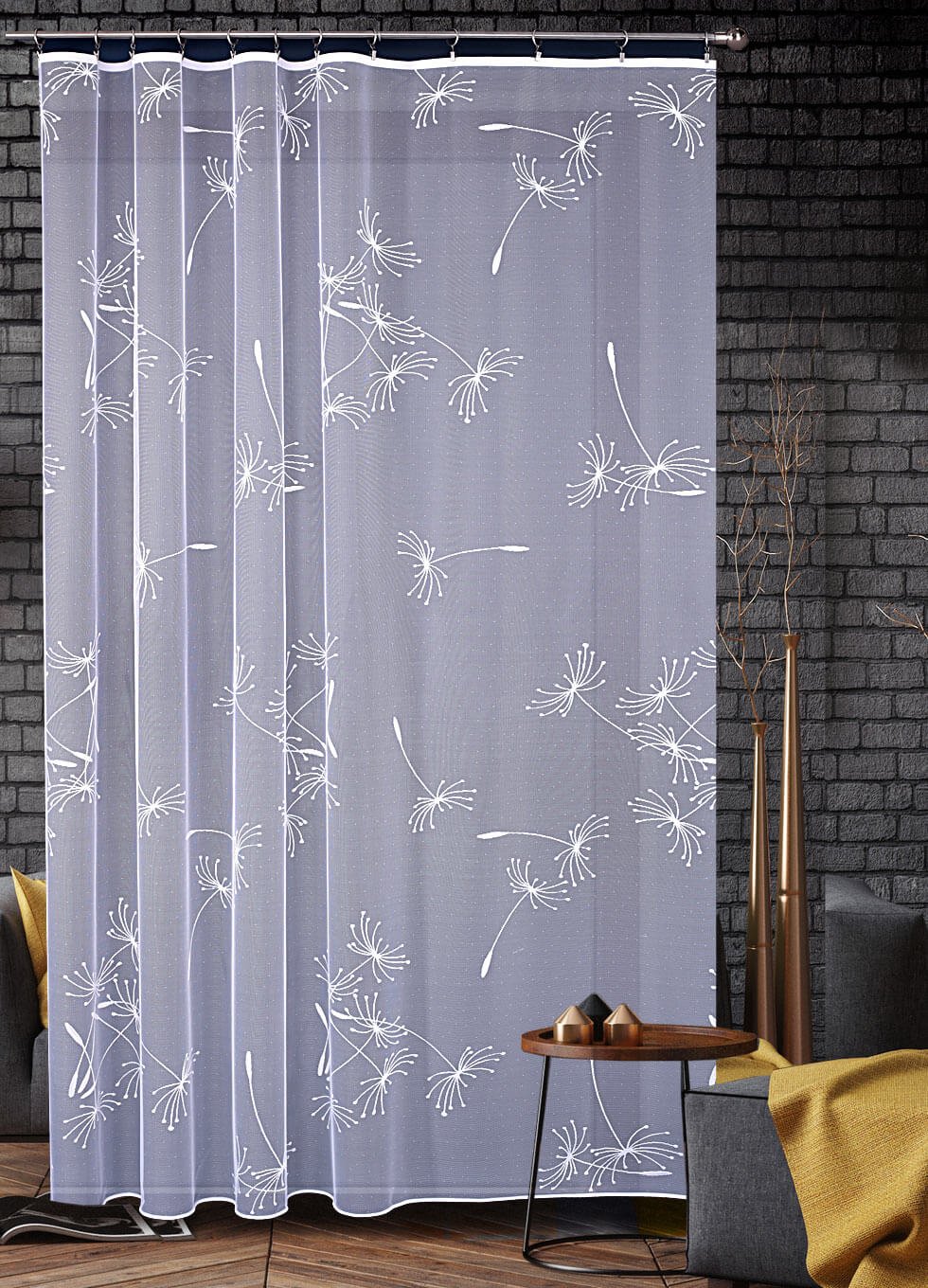 Záclona s pampeliškou M89 - výška 250 cm - metrážová žakárová