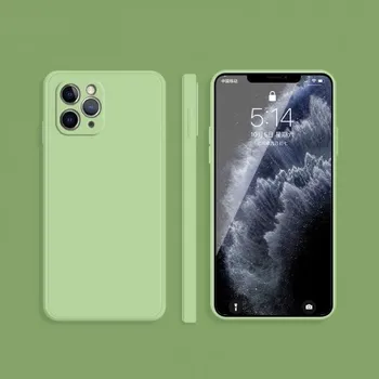 Pouzdro na mobilní telefon Silikonový ochranný kryt s rovnými hranami pro iPhone 11 Pro Max - zelený