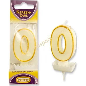 Dortová svíčka Dortová svíčka číslice 0, bílo-zlatá