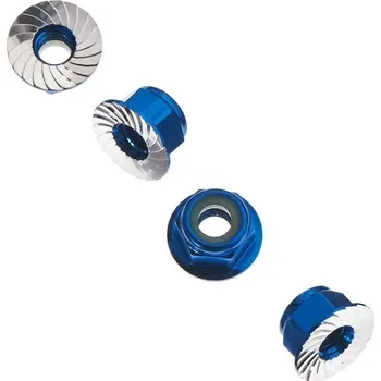 RC náhradní díl Axial Axial matice samojistná M4 vroubkovaná modrá (4)