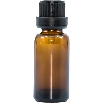 BEWIT Lahvička skleněná hnědá lesklá, 20 ml, kapátko, černý uzávěr