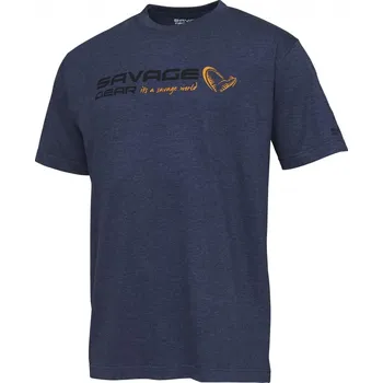 Pánské tričko Savage Gear Tričko Signature Logo T-Shirt Blue Melange vel. M