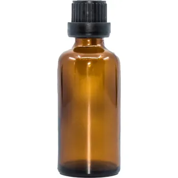 BEWIT Lahvička skleněná hnědá lesklá, 50 ml, kapátko, černý uzávěr