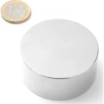 Dekorativní magnet SOLLAU Neodymový magnet válec D&nbsp;55x25 mm, Neodym, N42, poniklovaný