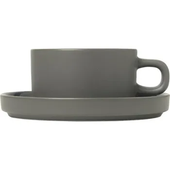 Sada nádobí Blomus PILAR sada 2 čajových šálků s podšálky tmavě šedá
