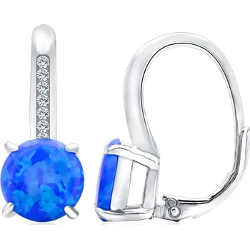 Náušnice Olivie OPÁL 5260 Stříbrné náušnice s modrým opálem