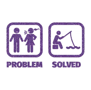 Polep vozidla SAMOLEPKA Problem? Solved 006 na ryby (87 - Ultra Metalic fialová) NA AUTO, NÁLEPKA, FÓLIE, POLEP, TUNING, VLASTNÍ TEXT, TISK, AUTOSAMOLEPKY.cz, POLEPY, OBRÁZEK, LOGO, SAMOLEPKY