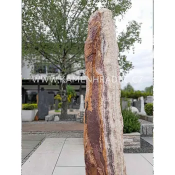 Zahradní dekorace Monolit ČERVENÝ ONYX 1 ks 91 kg a 90 cm
