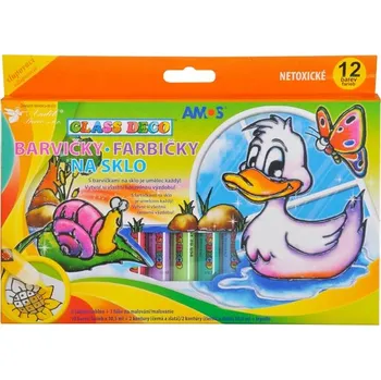 Speciální výtvarná barva UNIPAP Barvy na sklo sada 12 ks 1493 10,5ml 172686