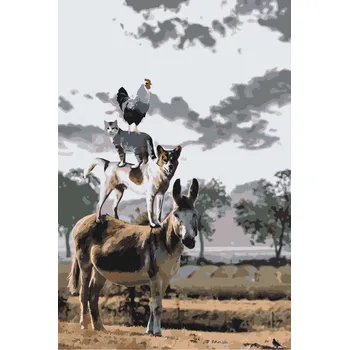 Malování podle čísel - Zvířecí pyramida Velikost: 40x60cm, Rámování: Pouze srolované plátno