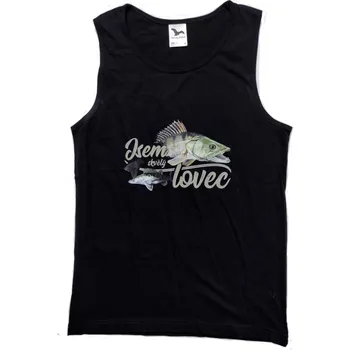 Pánské tílko Pánský nátělník s candátem - černý Velikost: L