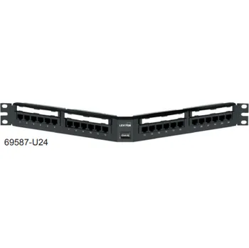 Patch panel 69587-U24 Nestíněný úhlový patch panel Cat6Plus, 24port,1RU, kat. 6,, 110 IDC, černý