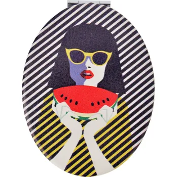 Kosmetické zrcátko Oválné zrcátko s dámou s melounem - 9*7 cm