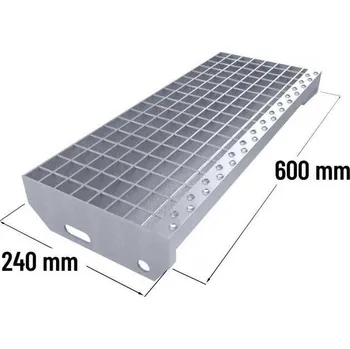 Terasové prkno Zinkovaný schodišťový stupeň SP 30/2 - 34 x 38 mm - 600 x 240 mm
