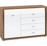 ML FURNITURE Komoda - DALLAS 03, ořech/lesklá bílá Barva dekorační lišty: bílá