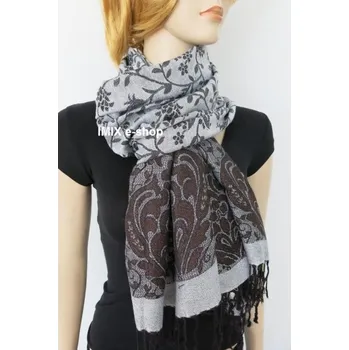 Šála Hřejivá šála s orientálním vzorem Šedo-černá