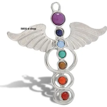 Přívěsek Velký čakrový přívěšek Andělská křídla s korálky