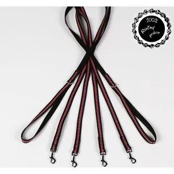 Obojek pro psa Vodítko pro psy růžové proužky - 170cm/15mm nylon Smarti fashion (Ručně šité vodítko pro psy - růžové proužky 170cm/15mm Smarti fashion)