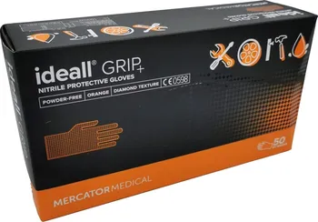 Vyšetřovací rukavice Mercator Medical Ideall Grip+ nitrilové jednorázové oranžové 50 ks