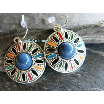 Náušnice Etno zdobené náušnice ORIENT č.02 - Modro-zelená