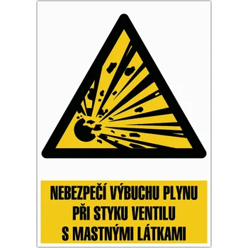Značení Značka Nebezpečí výbuchu při styku ventilu s mastn