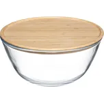 5five Simply Smart Salátová skleněná mísa, 2,5 l, s bambusovým víkem