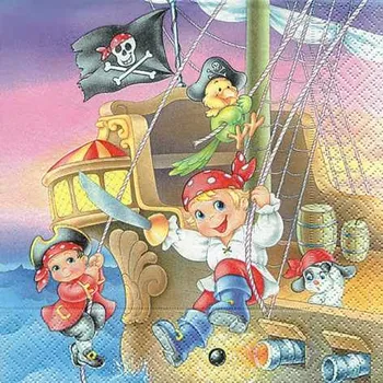Papírový ubrousek Dezertní třívrstvé ubrousky Pirate kids, 20 ks - 33*33 cm