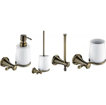 Dávkovač mýdla Nimco LADA Set koupelnových doplňků ze starobylé mosazi, LA 190SET3